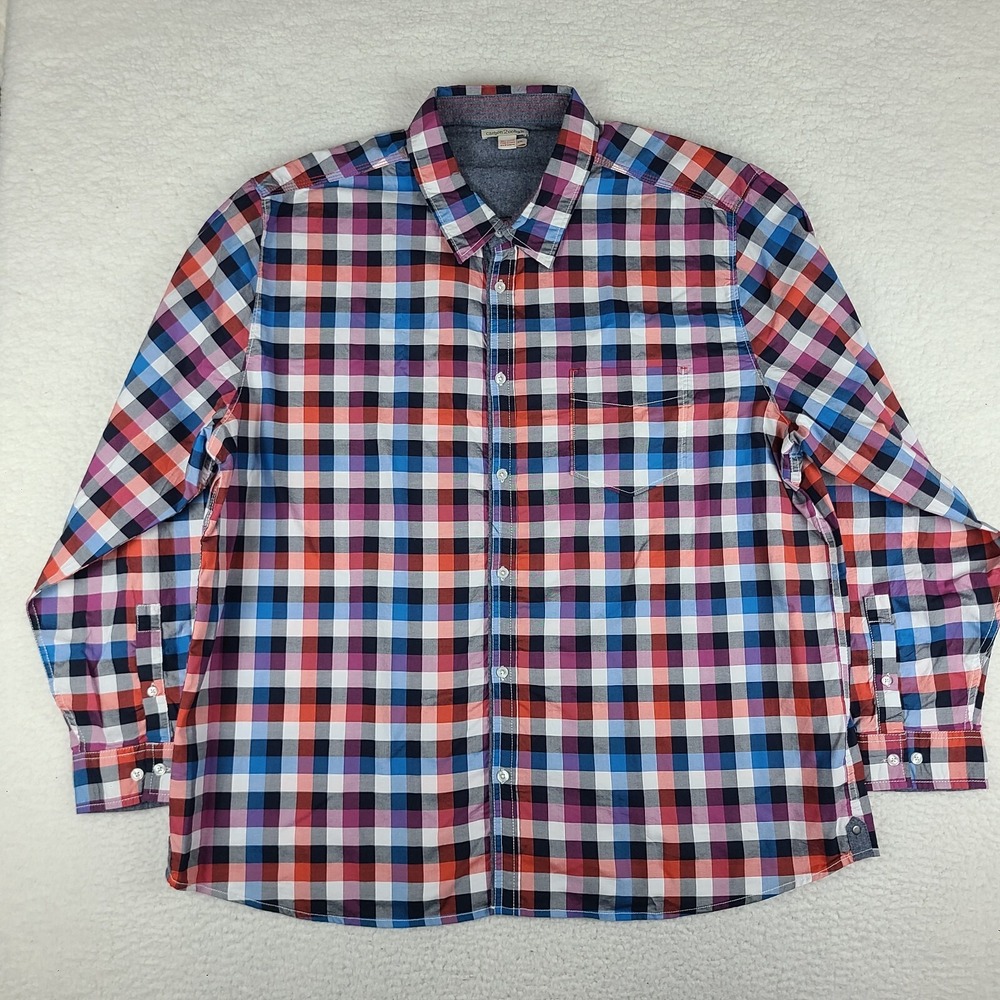 Carbon 2 Cobalt Shirt Mens 2XL XXL Multi Color Check Plaid Dress‎ Button Up